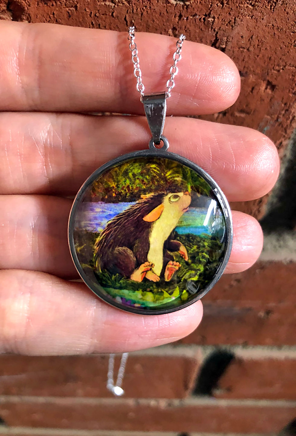 Thumbnail: "Hedgehog" Round Pendant $15