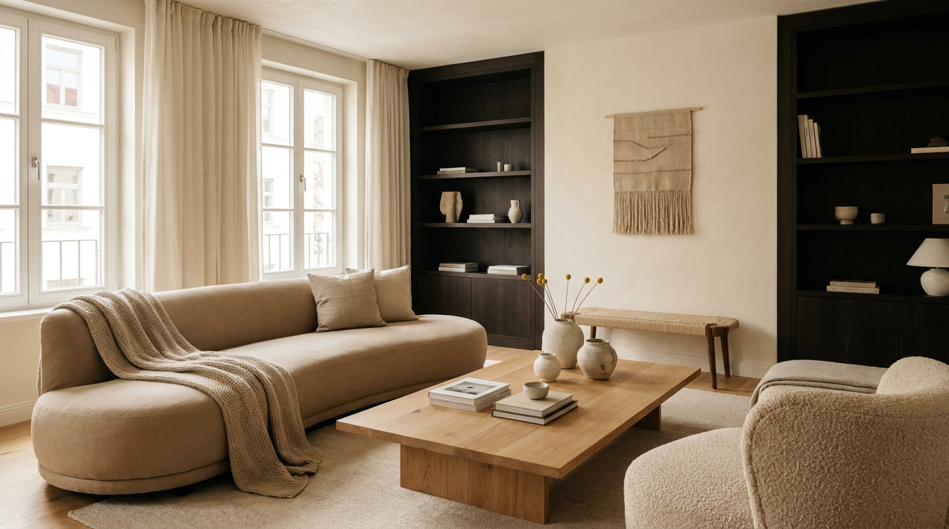 Warm und modern gestalteter Wohnraum