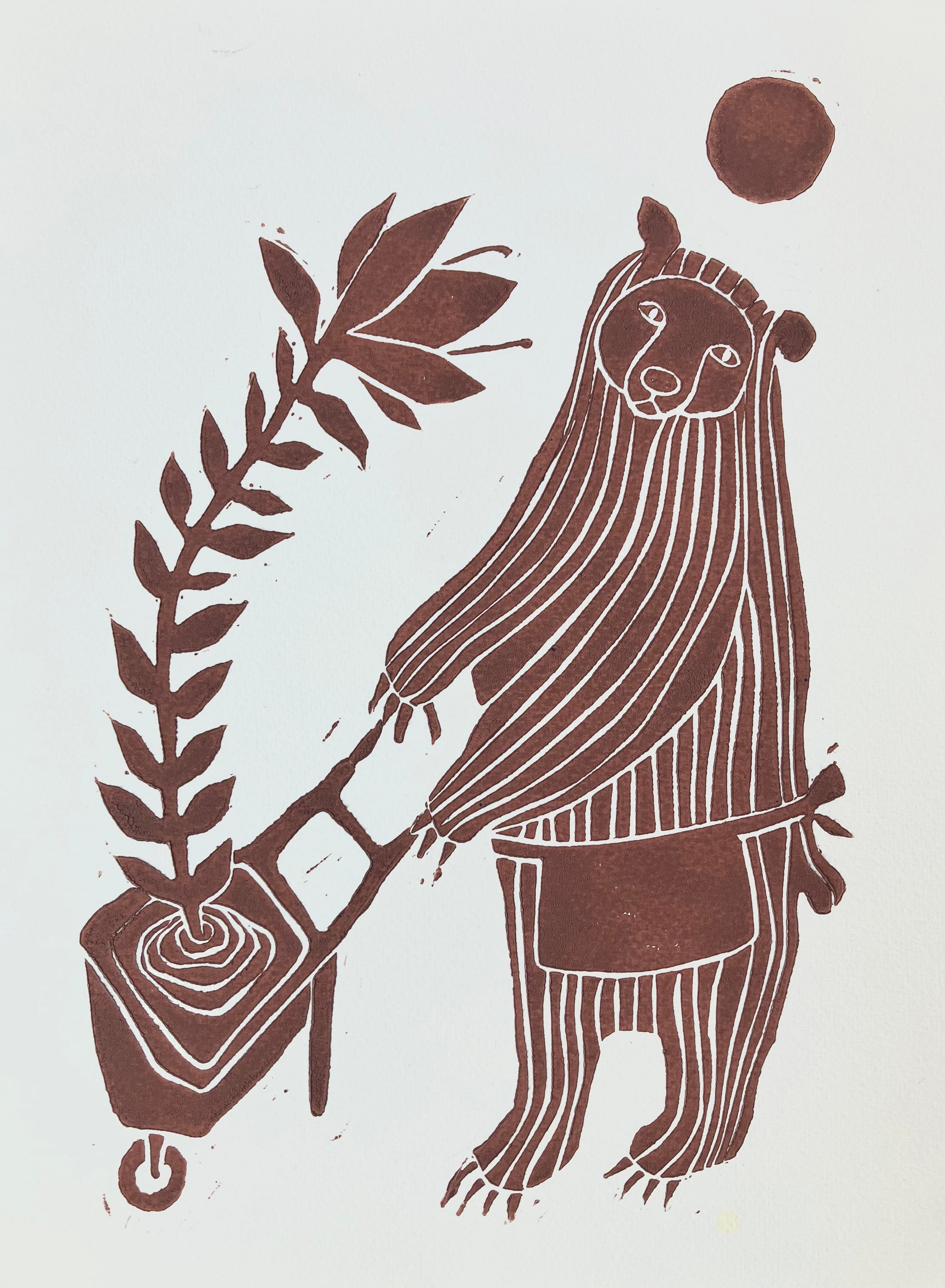 ‘Plantebjørn’ / Linoleumstryk 