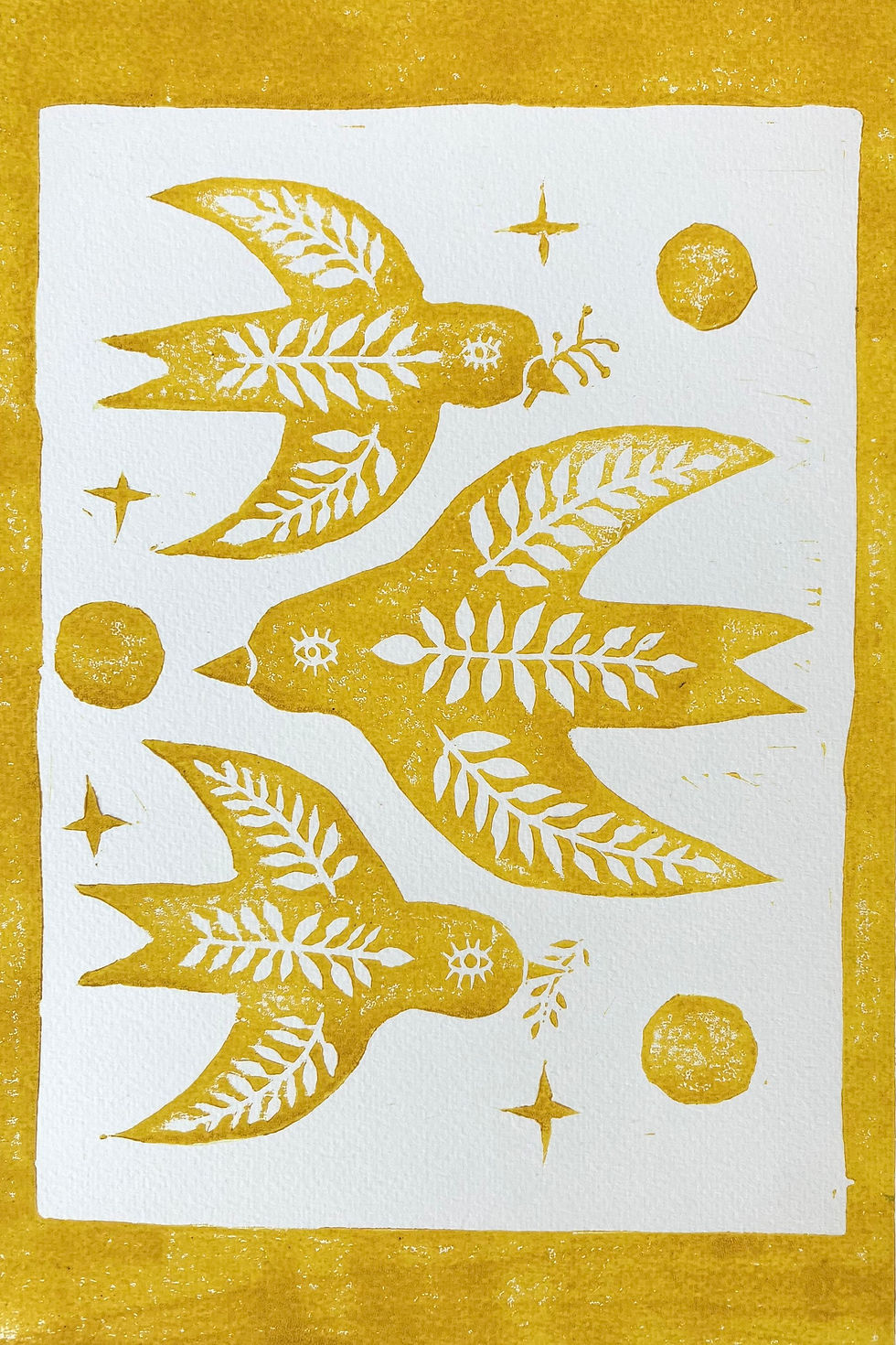 Miniaturebillede: ‘Vilde fugle’ / Linoleumstryk 