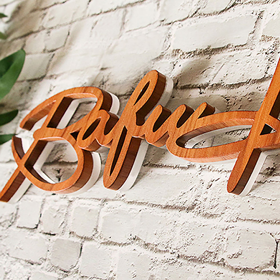 Thumbnail: Custom 3D LED backlit imitated wood metal sign letters halo light indoor lobby