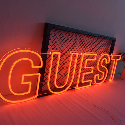Custom commercial acrylic LED neon sign letters with panel back wall