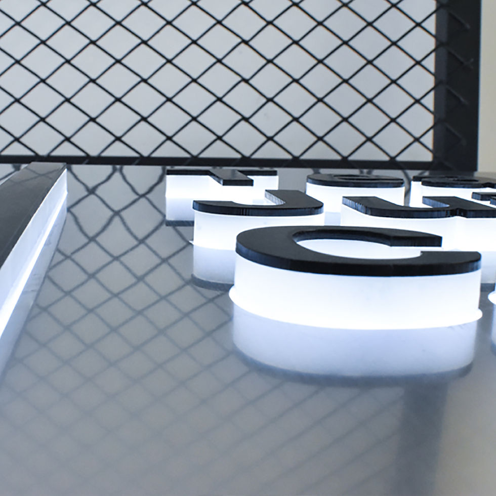 Thumbnail: Custom metal led light box with illuminated acrylic push through letters signage