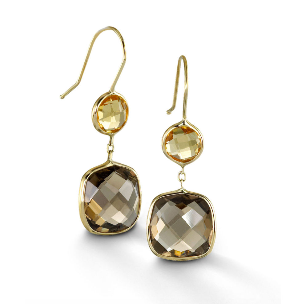 Double Stone Drop Earrings