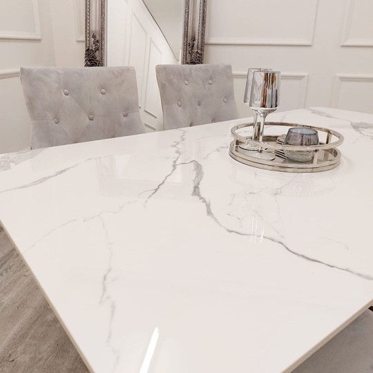 Stylish luxurious dining tables, comfortable dining tables, white and gold stone dining table, Furniture store, Leeds