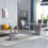 Thumbnail: Grey stone coffee table chrome legs, modern, luxury coffee table, available in furniture store in Armley, Leeds