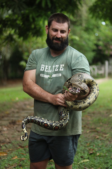 Etwa 2 Meter lang: diese `Matona` hatte es auf unser Huhn abgesehn. Zum Glück konnten wir es gesund pflegen.