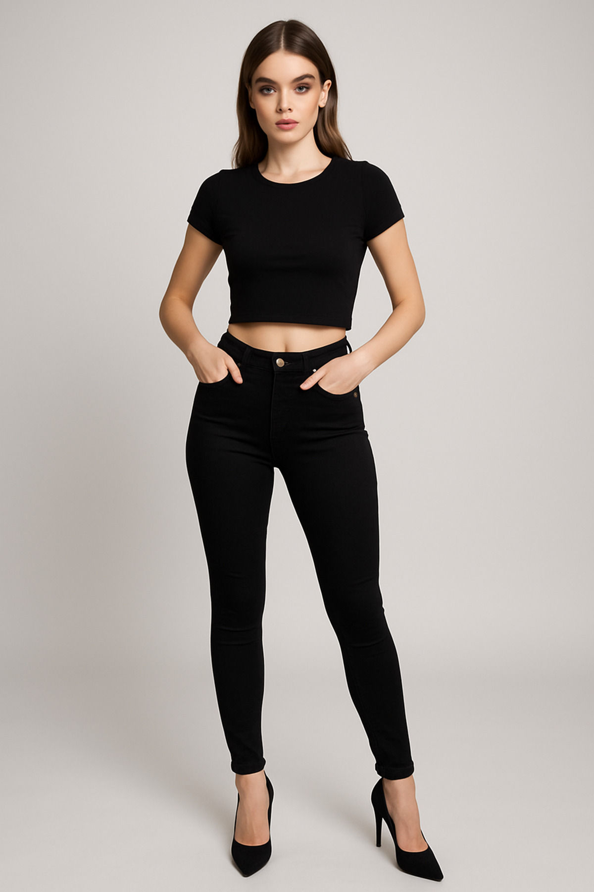 Kadın Skinny Fit Siyah Kot Pantolon