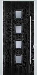 Black 4 Square Plain LBH Composite Door.