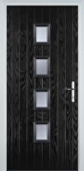 4 Square Black Composite Door Plain Glaz