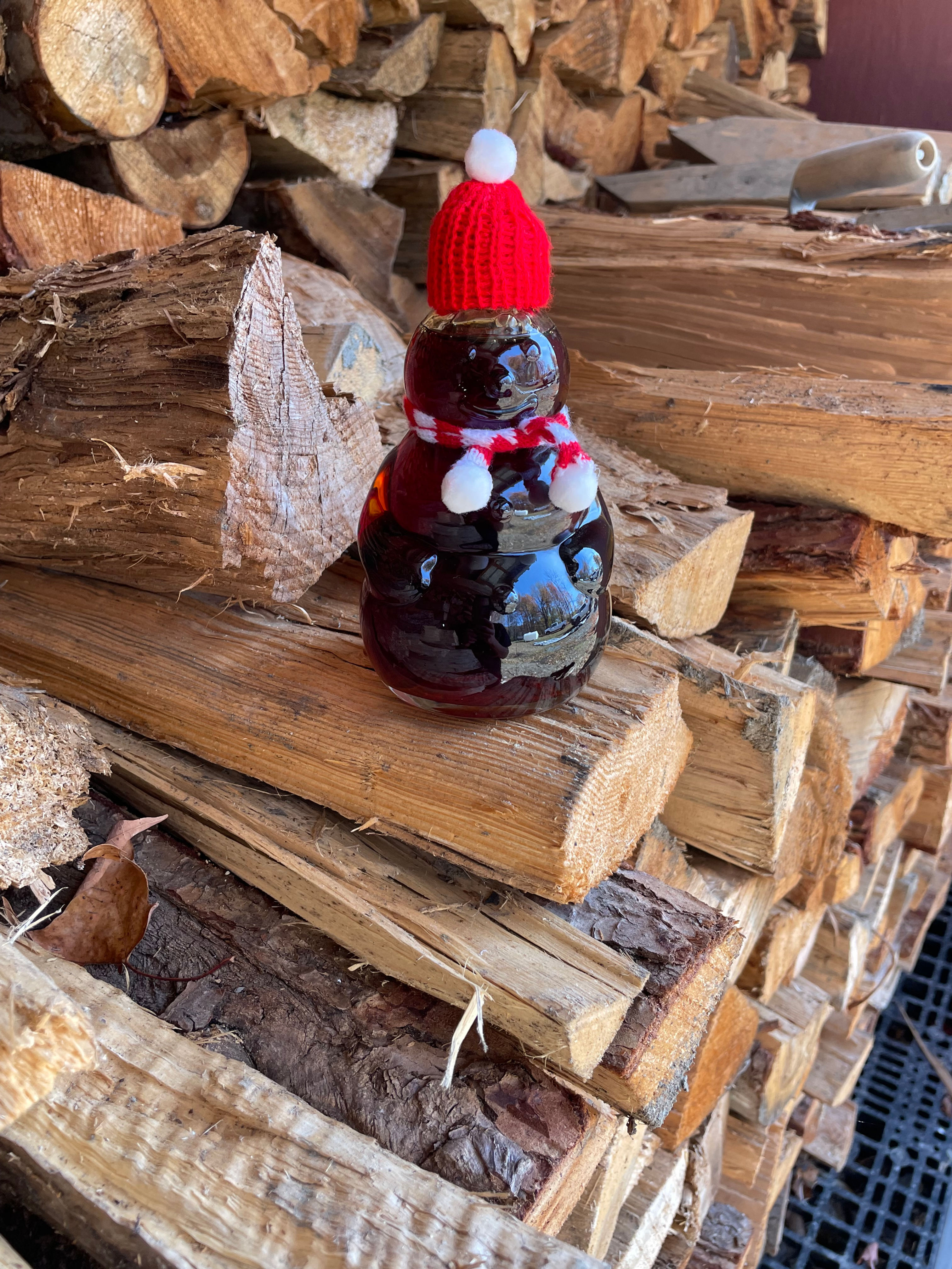 Pure VT Wood Fired Maple Syrup Glass Snowman 375 mL