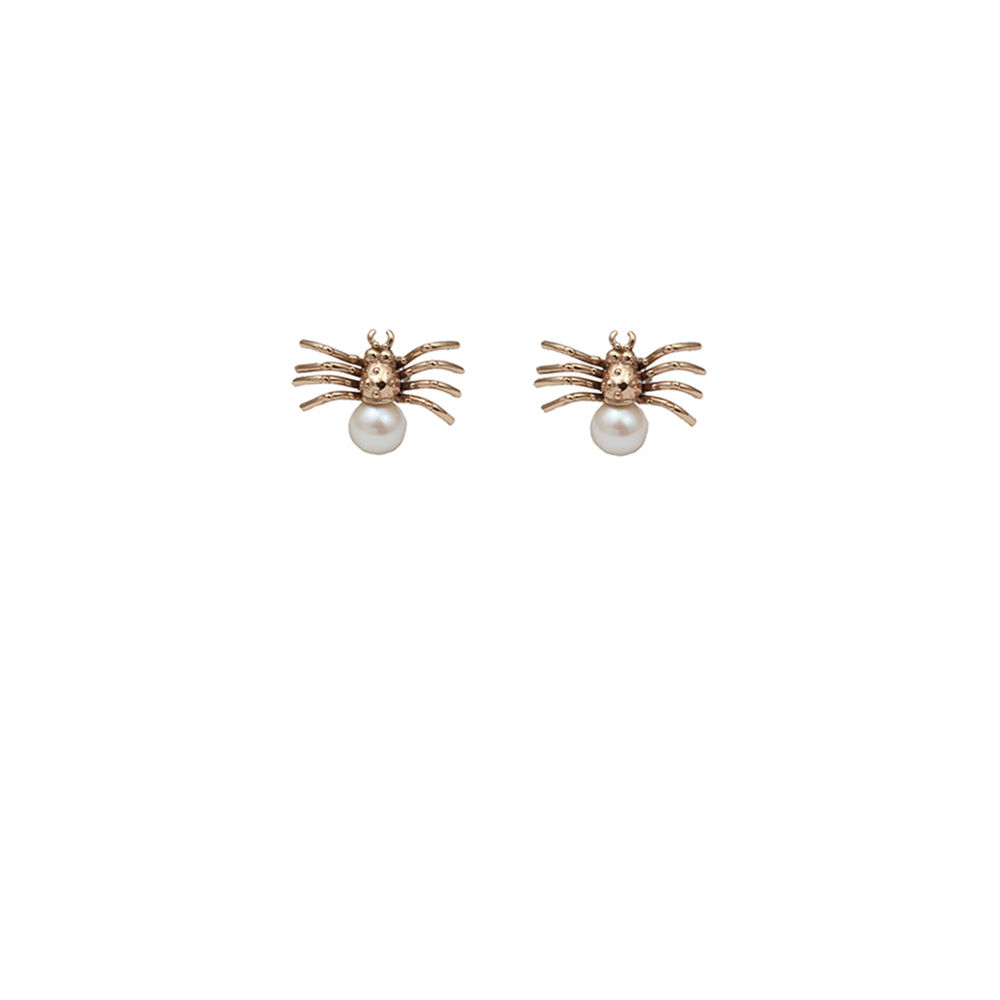 Bronze spider earrings with pearl
