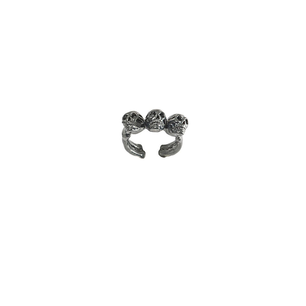 Black bronze ring - 3 skulls