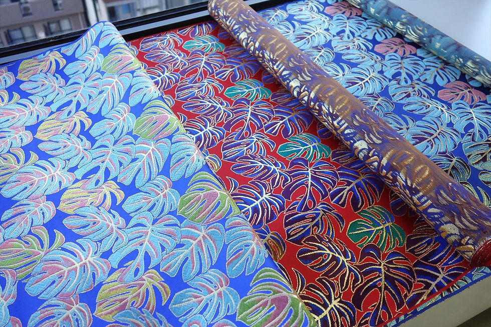 Thumbnail: SILK BROCADE WITH MONSTERA FLOWER MOTIFS