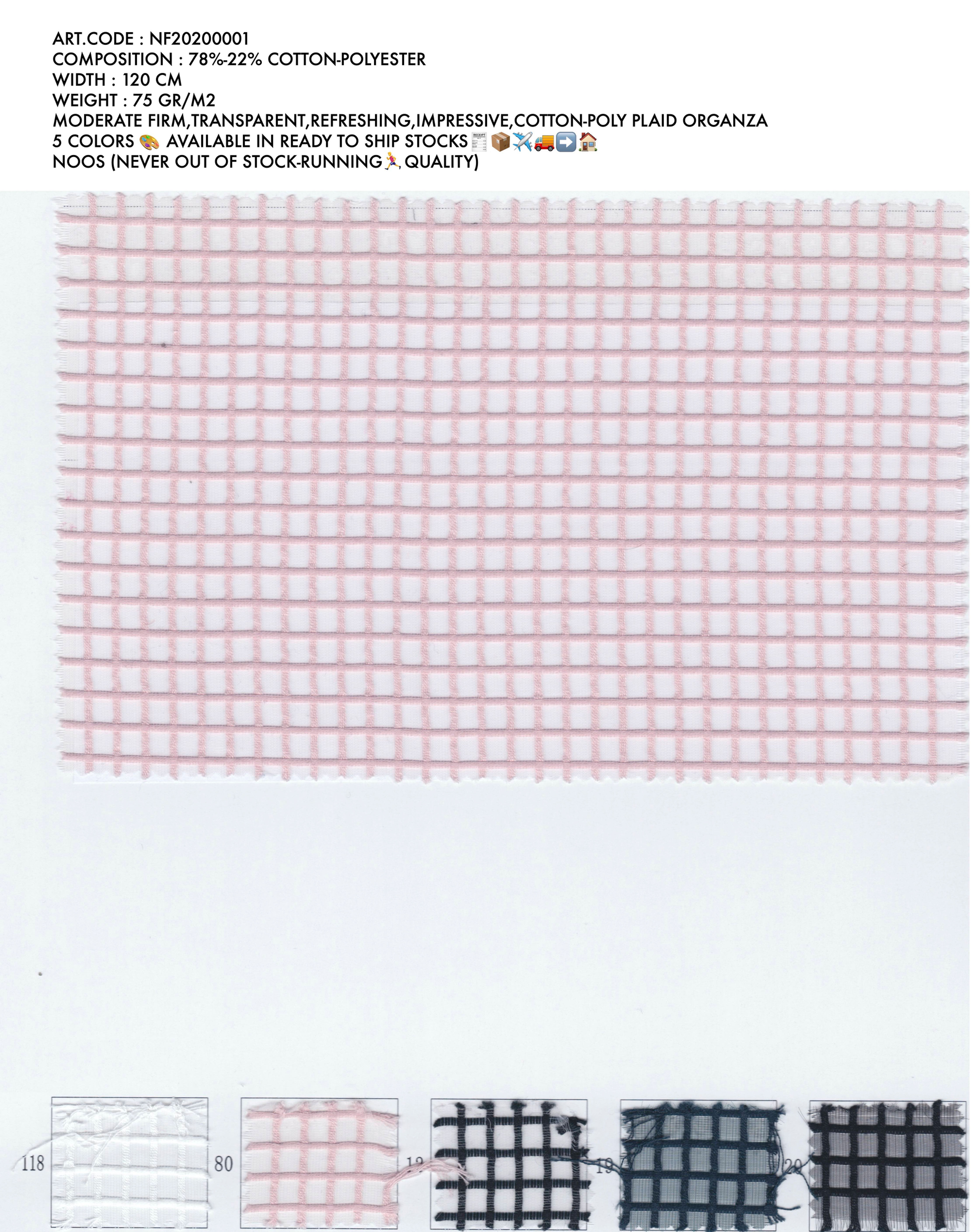 Moderate Firm, Transparent, Refreshing, Impressive, Plaid Organza (NF20200001)