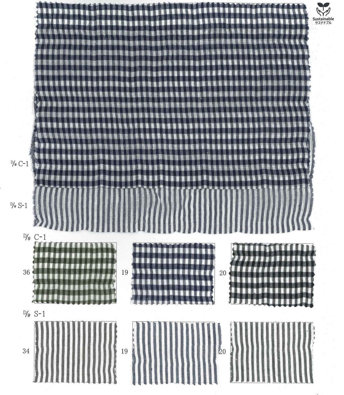 Yarn Dyed, Stretch, Shirring w/ Checks & Stripes (NF20220182 (D#C-1 & D#S-1)