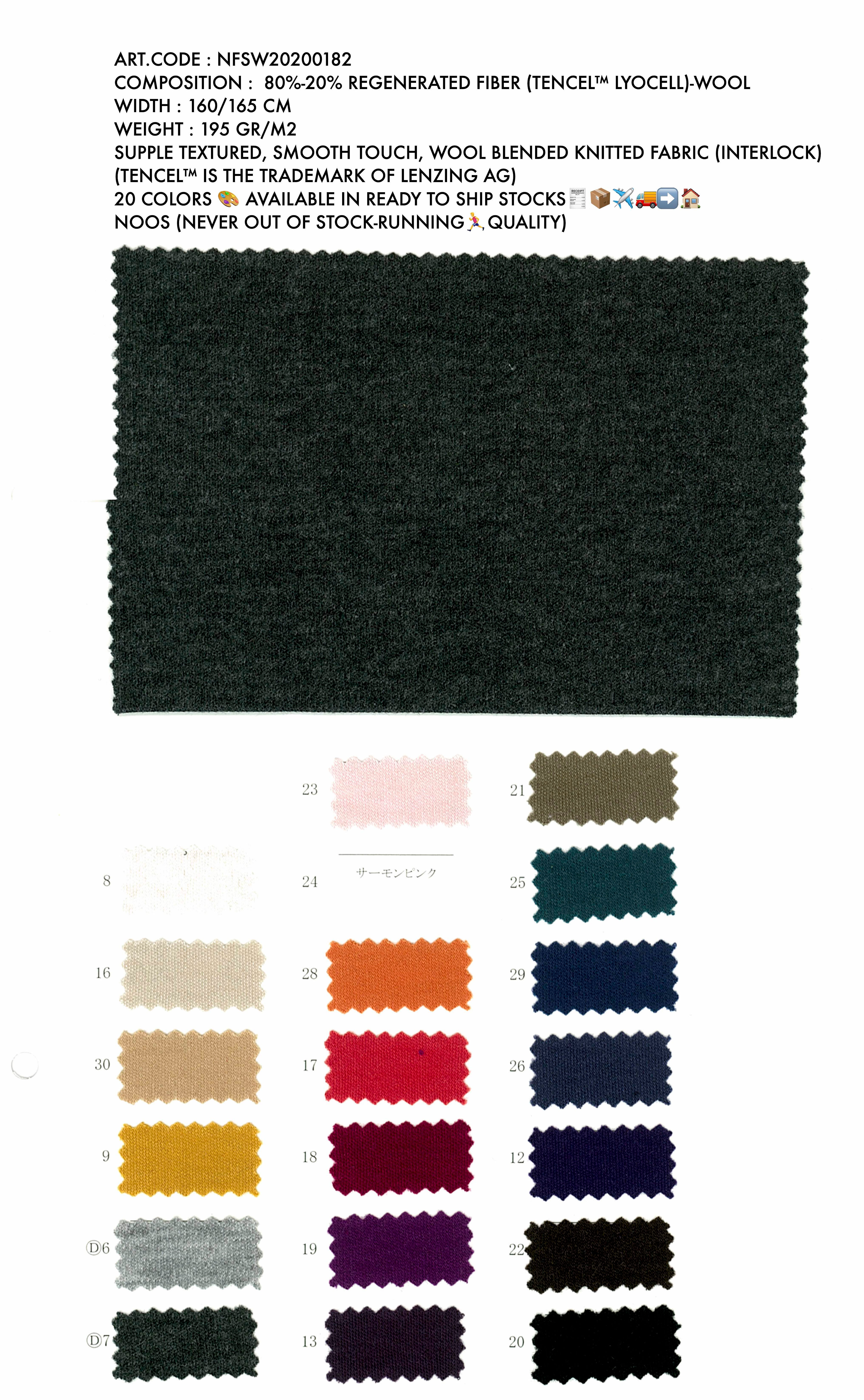 Supple Textured, Smooth Touch, Wool Blended Interlock (NFSW20200182)