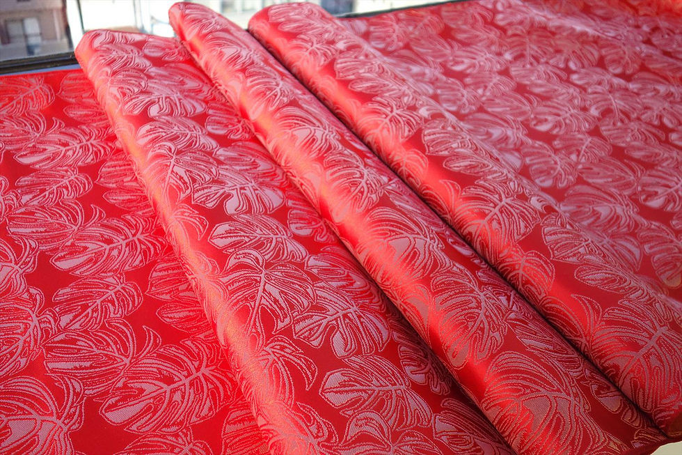 Thumbnail: SILK BROCADE WITH MONSTERA FLOWER MOTIFS