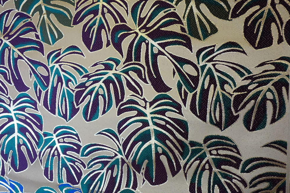 Thumbnail: SILK BROCADE WITH MONSTERA FLOWER MOTIFS