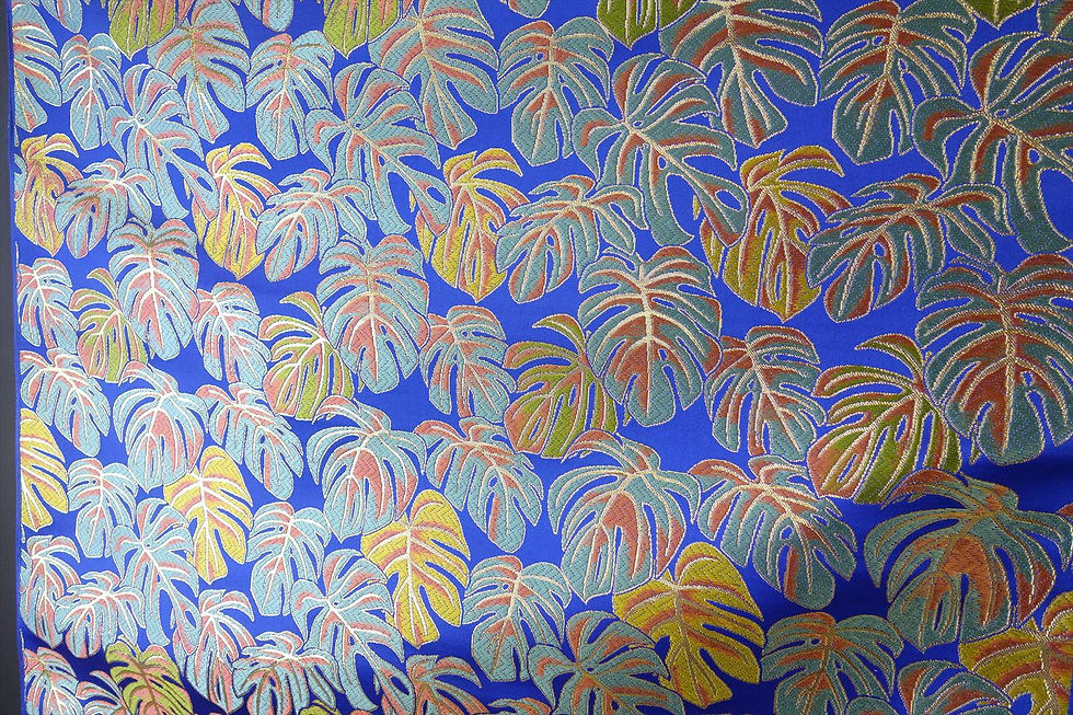 Thumbnail: SILK BROCADE WITH MONSTERA FLOWER MOTIFS