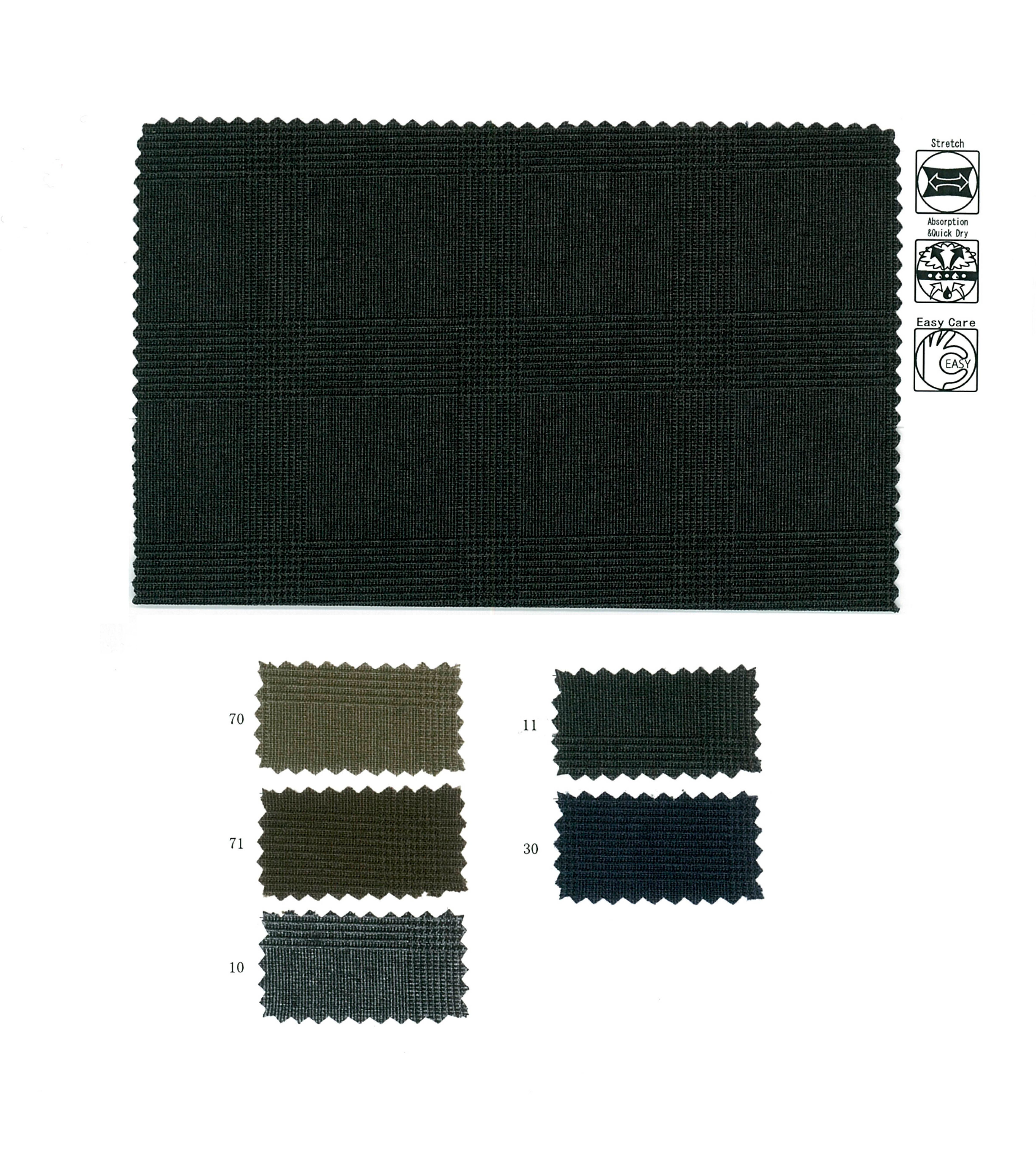 Water Absorbent, Quick Dry,Natural Stretch, Melange w/ Glen Checks(NFSW20200095)