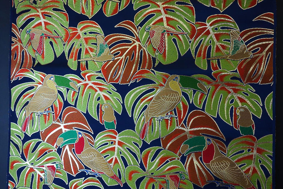 Thumbnail: SILK BROCADE WITH MONSTERA FLOWER MOTIFS