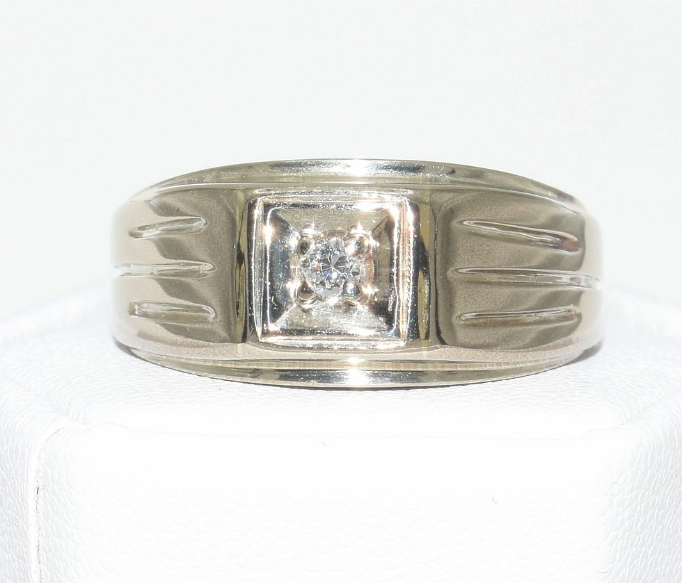 14k White Gold Masculine Diamond Solitaire Ring