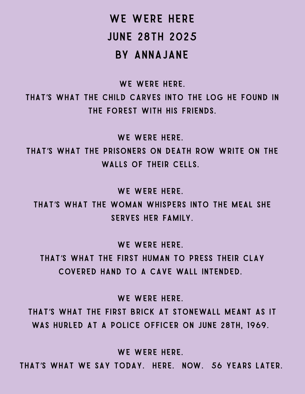 WE WERE HERE poem