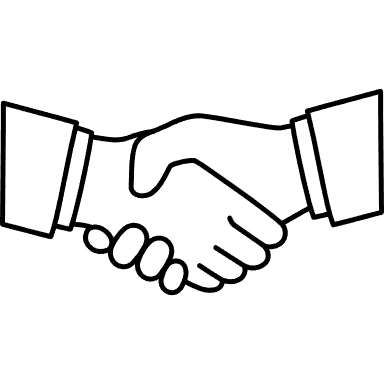 Hands icon representing the service is human and empathic.