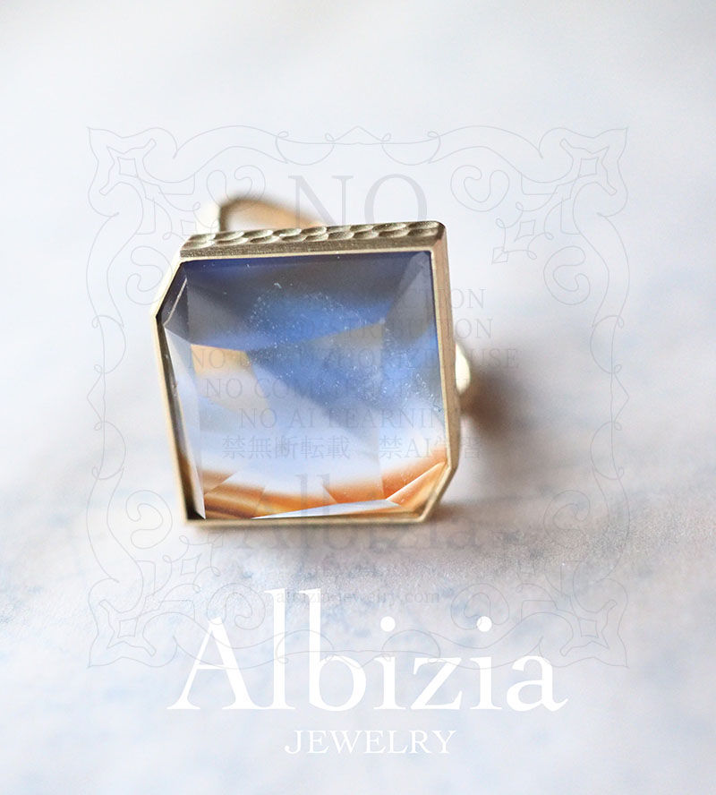 Thumbnail: 【12/29〜1/5受付抽選販売】Al-4202 R ピクチャーメノウ＋クォーツ（菱形）リング購入権申込