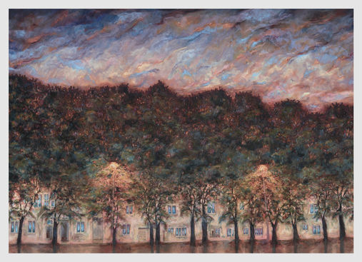 The trees in Piazza San Zeno, Verona, Italy.

Nightfall in Piazza Zeno in Verona. You can feel the heat of the day ebbing from the square and and out into the burnished Italian sky. Windows and doorways twinkle invitingly behind the huge trees: time for an aperitivo after a busy day in a beautiful city,