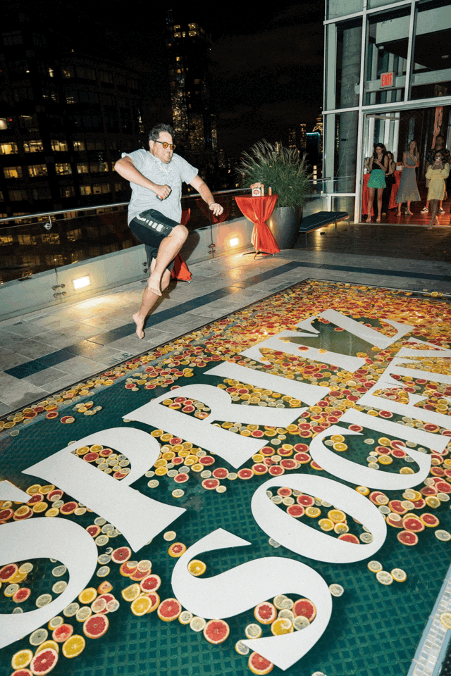 GIF for Spritz Society event of founder jumping into pool