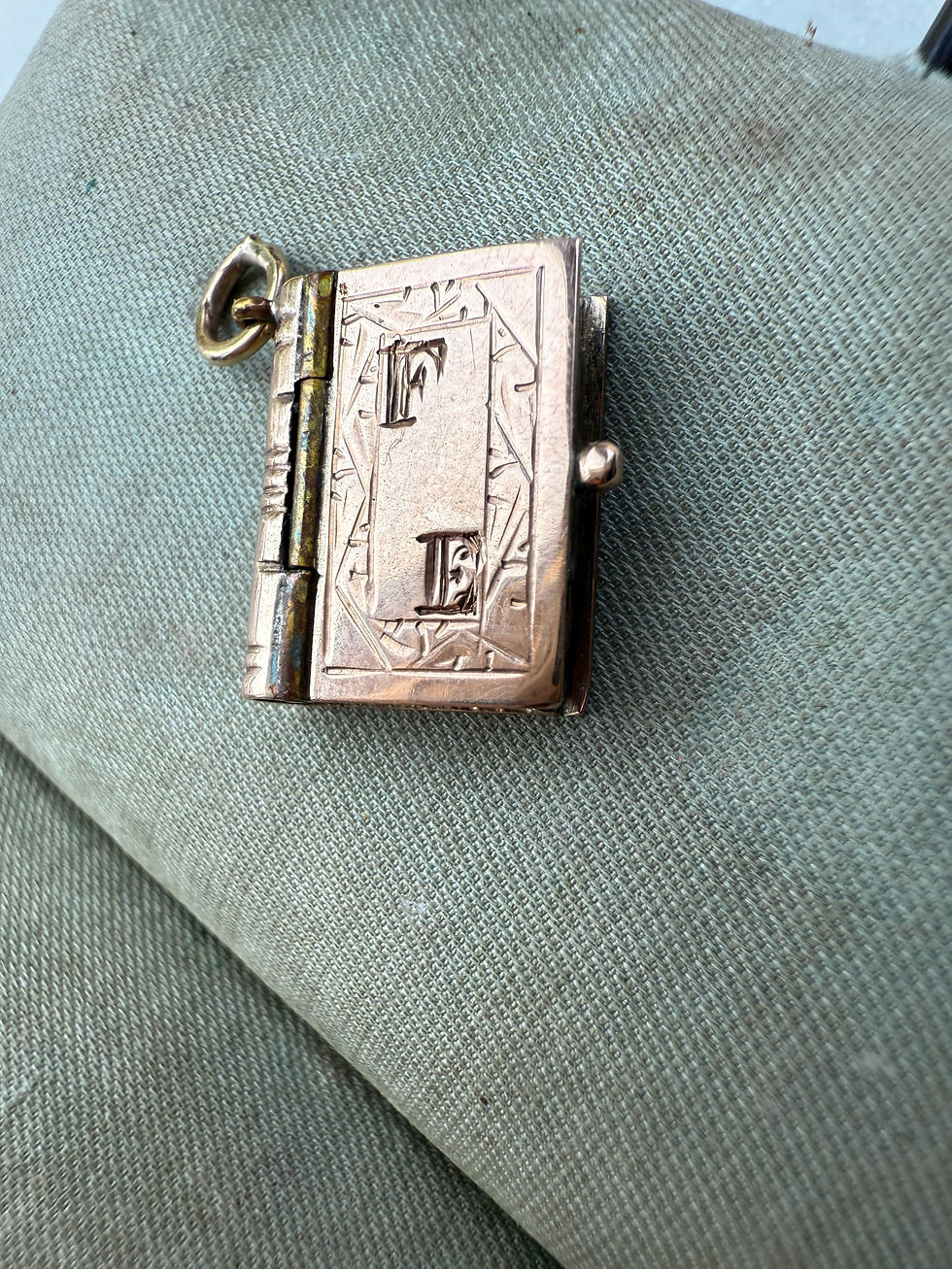 Thumbnail: Antique 9ct Book Photo Locket with Engraved Card