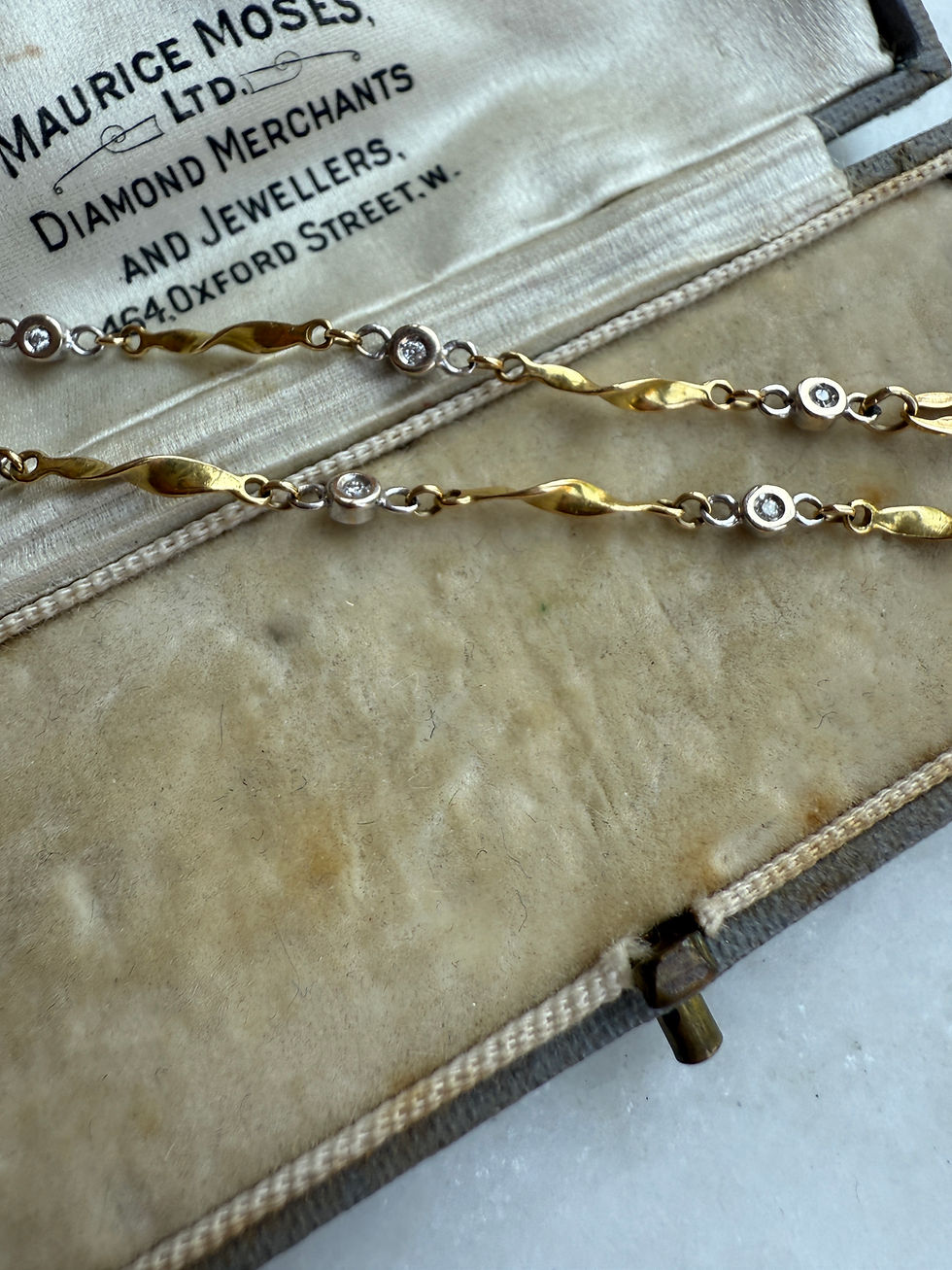 Thumbnail: Vintage 18ct Gold Diamond Station Bracelet (8")