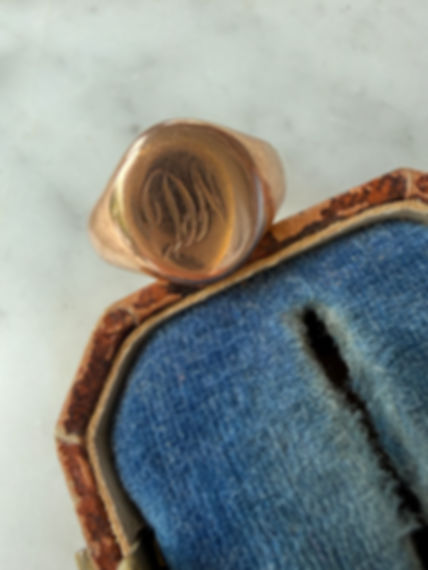 Vintage 9ct Rosey Gold Signet Ring (UK N)