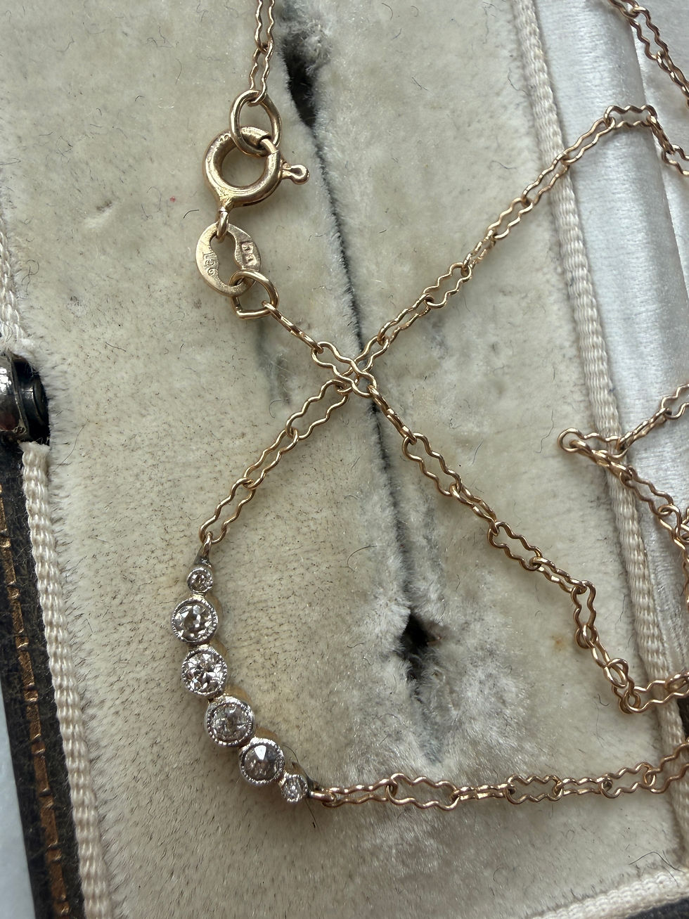 Thumbnail: Antique Old Cut Diamond Crescent Necklace