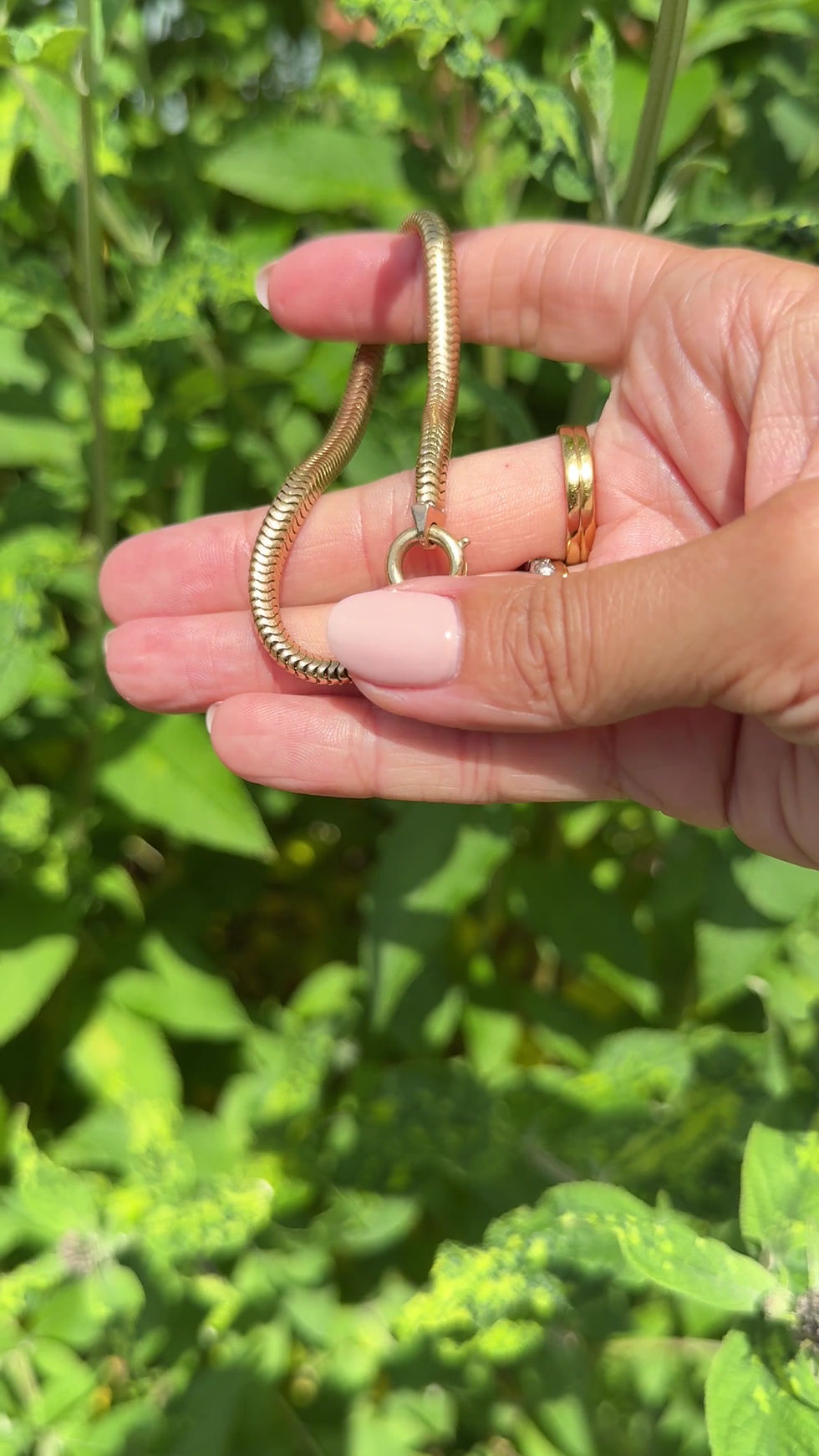 Thumbnail: Vintage (1976) 18ct Gold Snake Bracelet (7.5”)