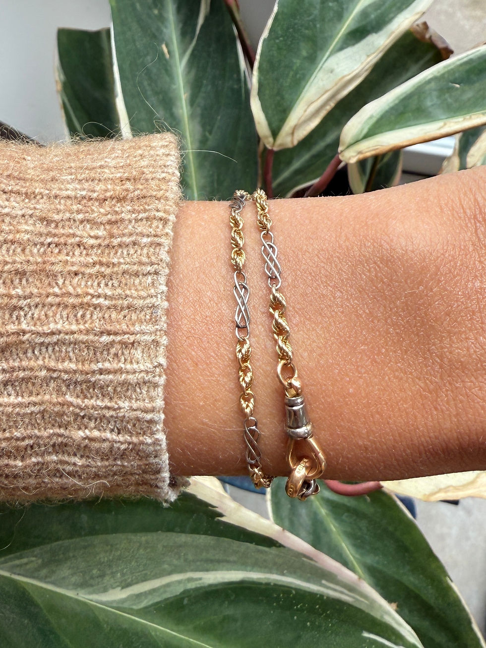 Thumbnail: Antique 18ct & Platinum Love Knot and Infinity Link Watch Chain