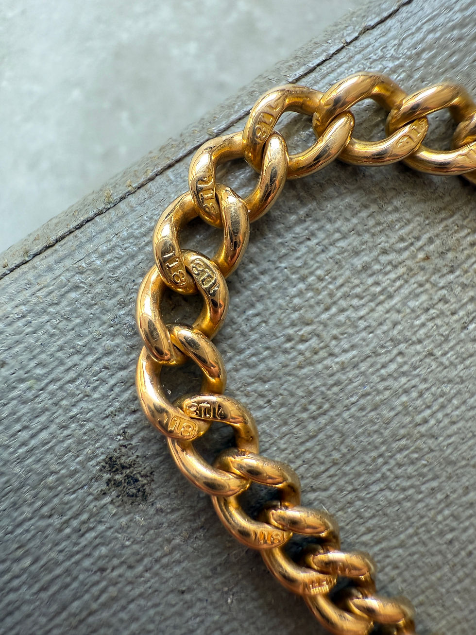 Thumbnail: Antique Old Cut Diamond 18ct Gold Curb Bracelet