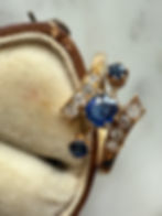 Thumbnail: Antique (1905) Sapphire and Old Cut Diamond Ring (UK N 1/2)
