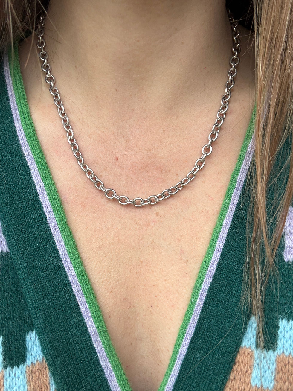 Thumbnail: Silver T Bar Cable Link Necklace (18")