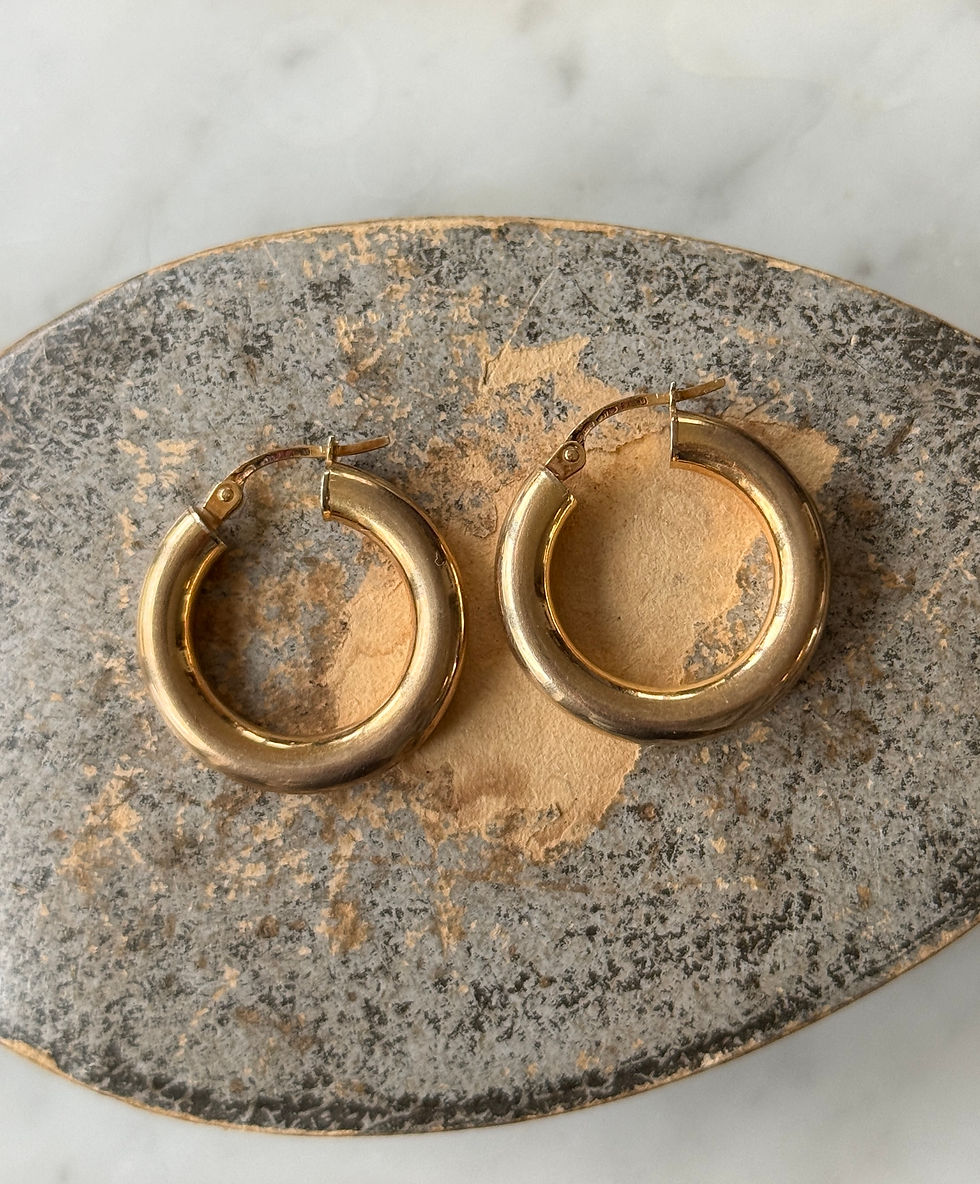 Thumbnail: Vintage Unoaerre 9ct Gold Italian Tubular Hoop Earrings