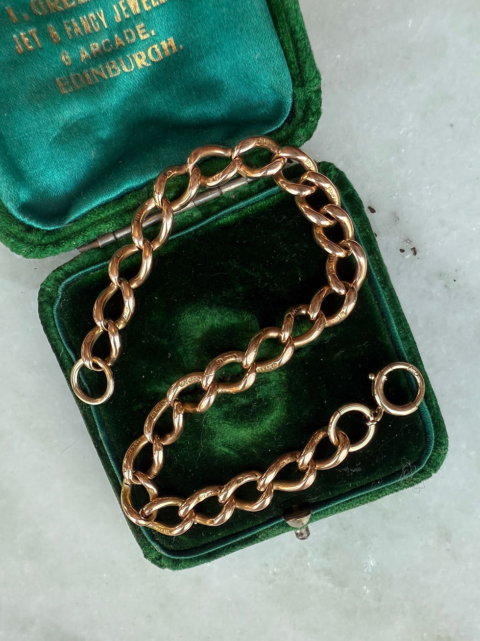 Thumbnail: Antique 15ct Gold Curb Bracelet