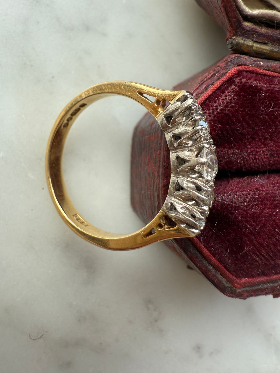Thumbnail: Antique Old Cut Diamond 5-stone Ring (UK N 1/2)