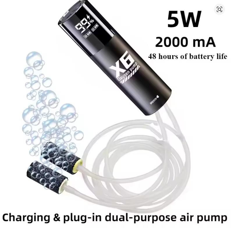 Thumbnail: 5W USB Rechargeable Oxygen Pump for Outdoor Fishing/Aquarium, Portable Aerator w