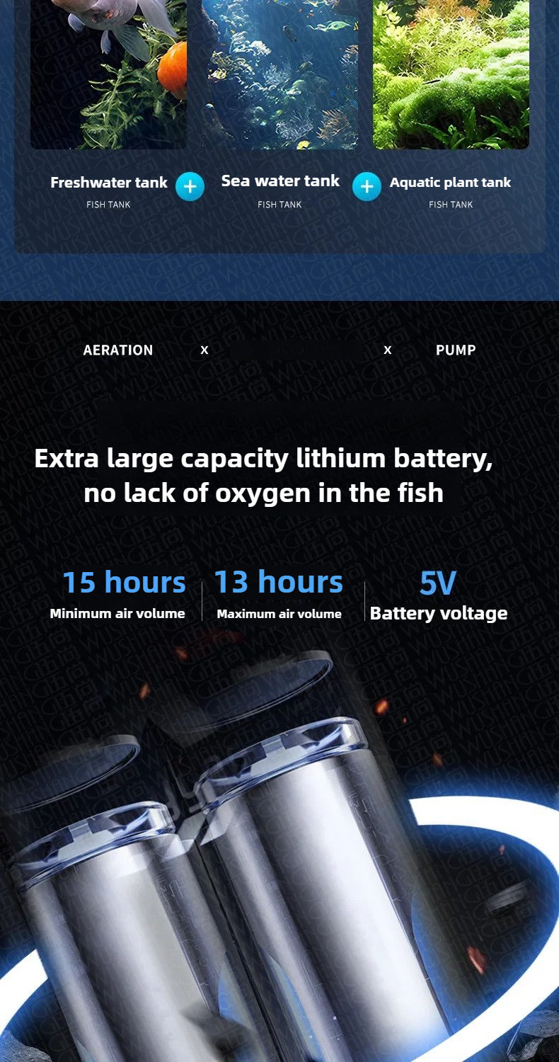 Thumbnail: 5W USB Rechargeable Oxygen Pump for Outdoor Fishing/Aquarium, Portable Aerator w