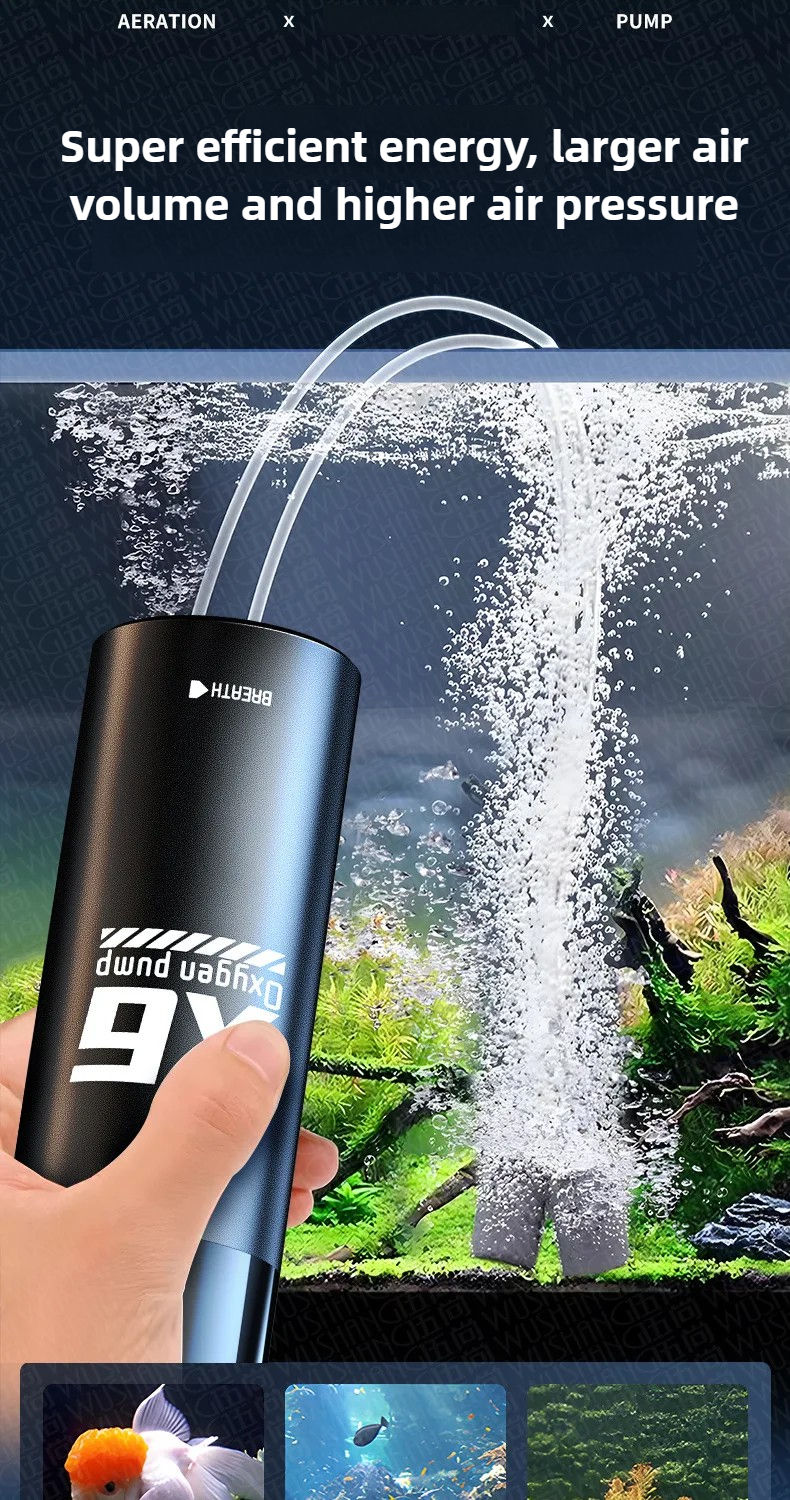 Thumbnail: 5W USB Rechargeable Oxygen Pump for Outdoor Fishing/Aquarium, Portable Aerator w