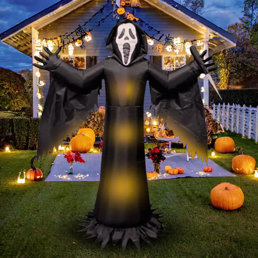Thumbnail: Scream Ghost Face 12' Inflatable Yard Decoration