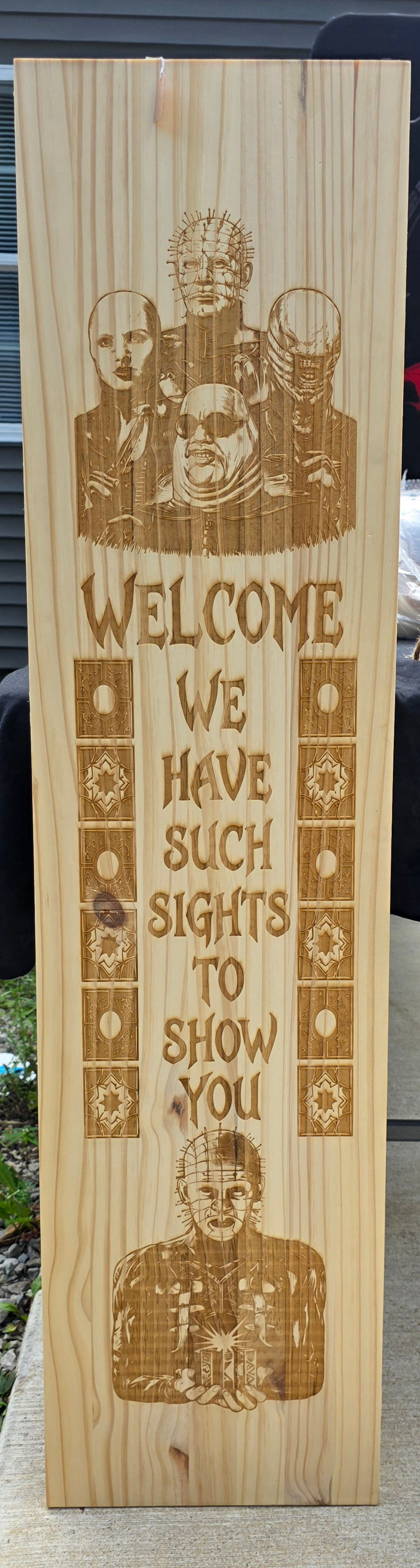 Hellraiser "Such Sights to Show You" 4ft Laser-Engraved Wooden Porch Sign