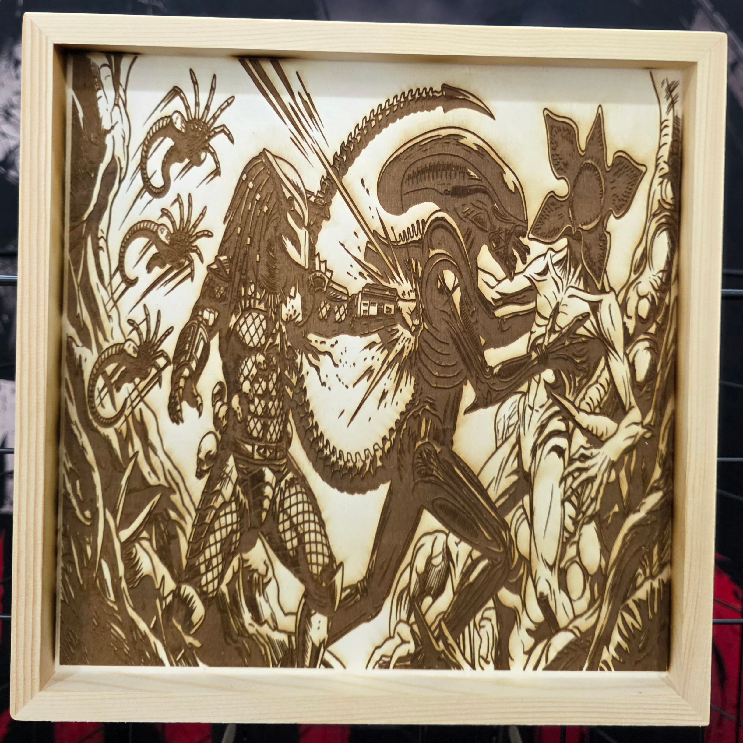 Ultimate Apex Predators: Sci-Fi Horror Battle 12" x 12" Laser-Engraved Wood Art